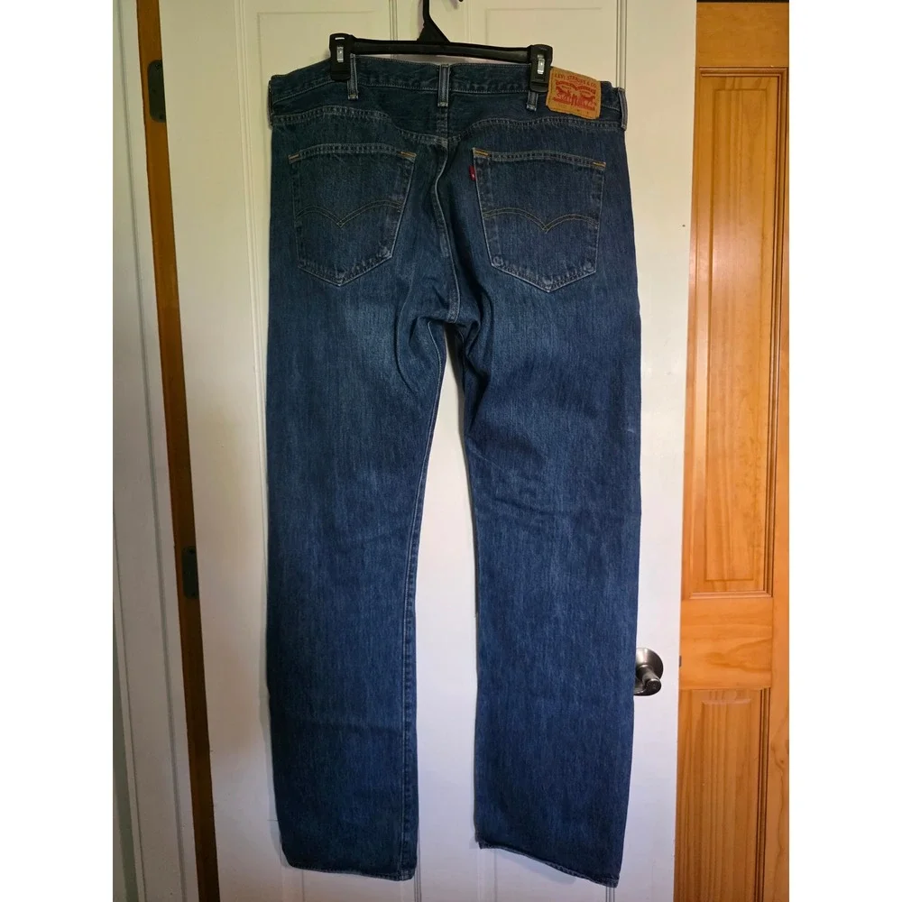 Levis 501 Original Fit Straight Leg Blue Jeans Mens 40x36 Button Fly Denim
